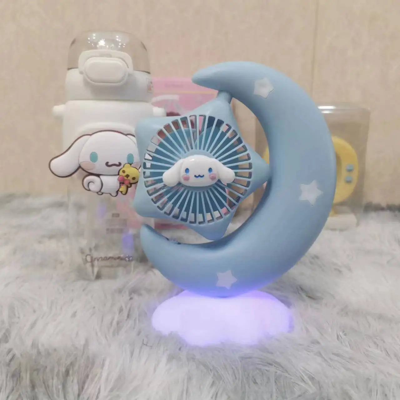 Sanrio USB Fan Lamp, My Melody, Cinamolol, 4 Light Switches